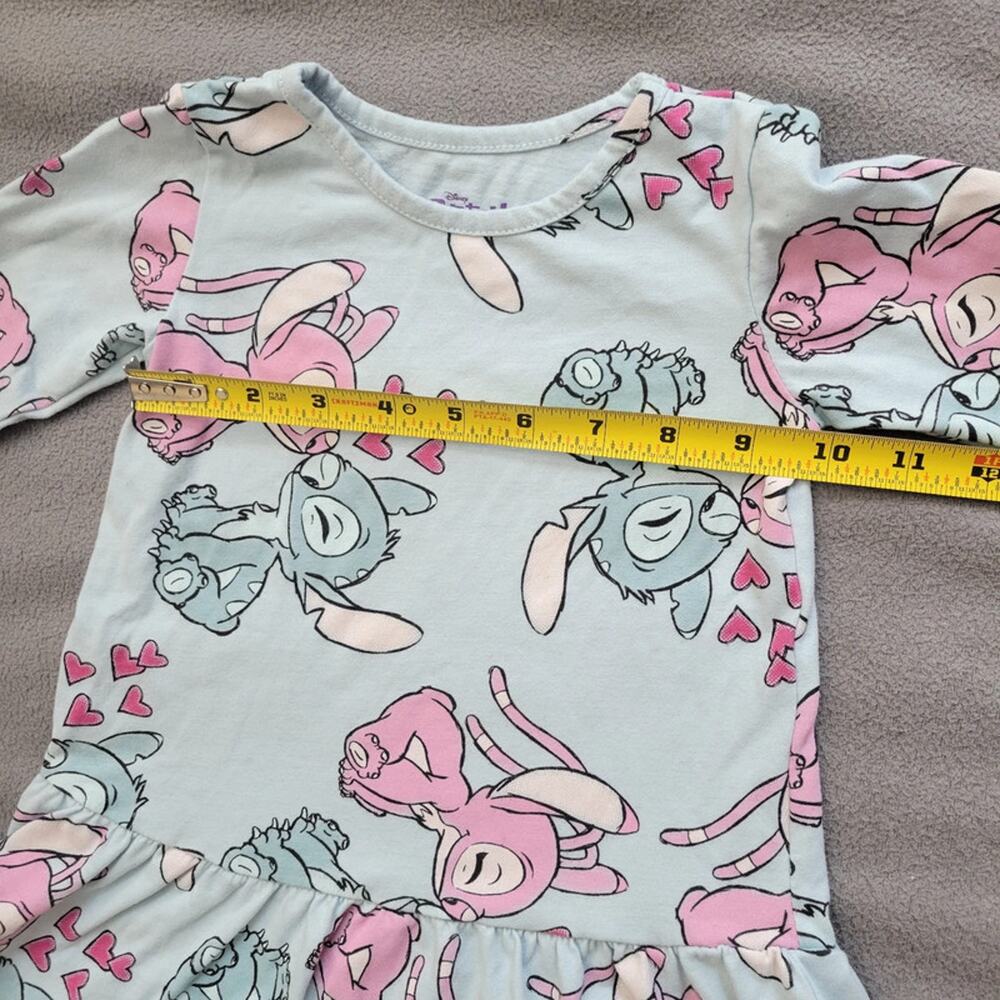 Disney Stitch Baby Toddler Dress 18 Months Long Sleeve Blue Pink Ruffle - Picture 3 of 8